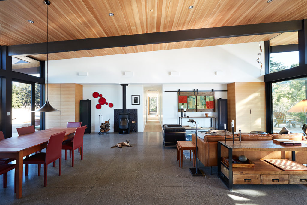 open concept living room Sacramento modern house Klopf Architecture