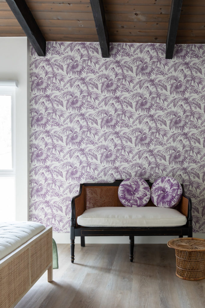 lavender Schumacher wallpaper bedroom