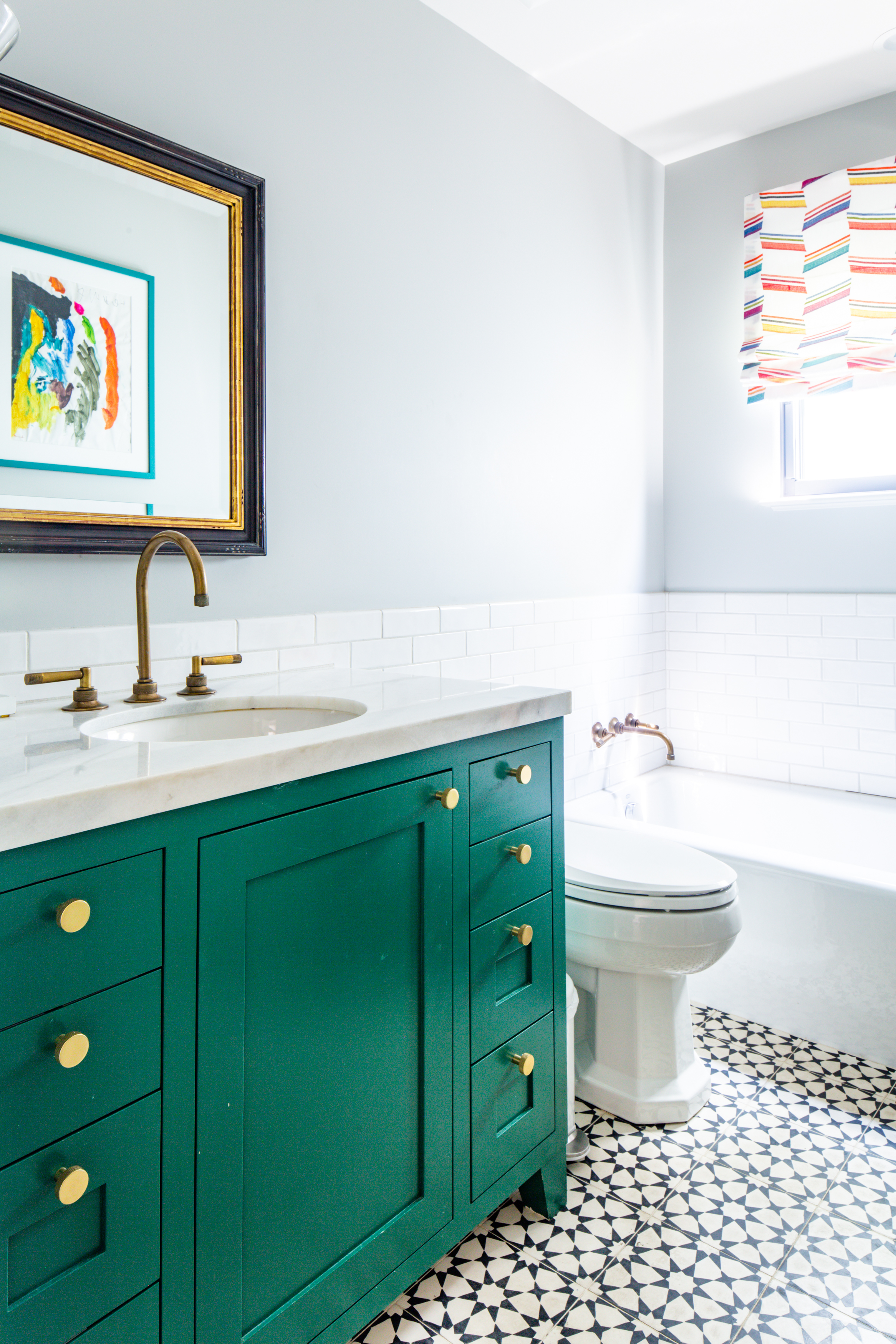 green bathroom tile floor Spanish remodel Toni Lewis