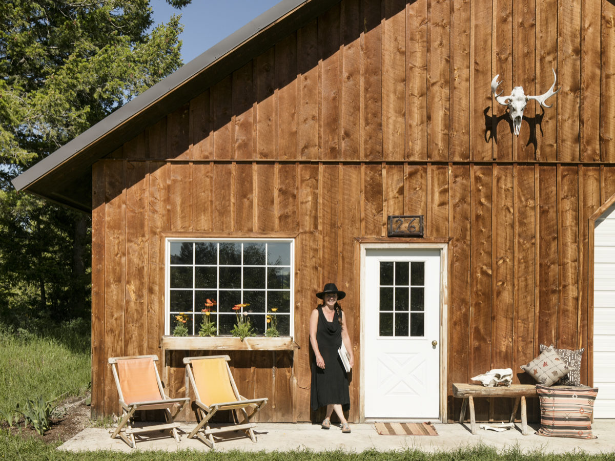 Housley Outside Her Cabin