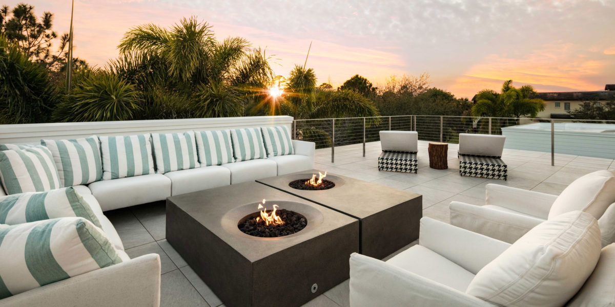 Tuya Fire Bowls on a Patio