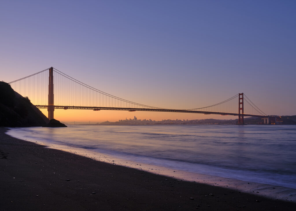 Golden Gate Bridge viewed from Kirby Cove, San Francisco, California, USA.
