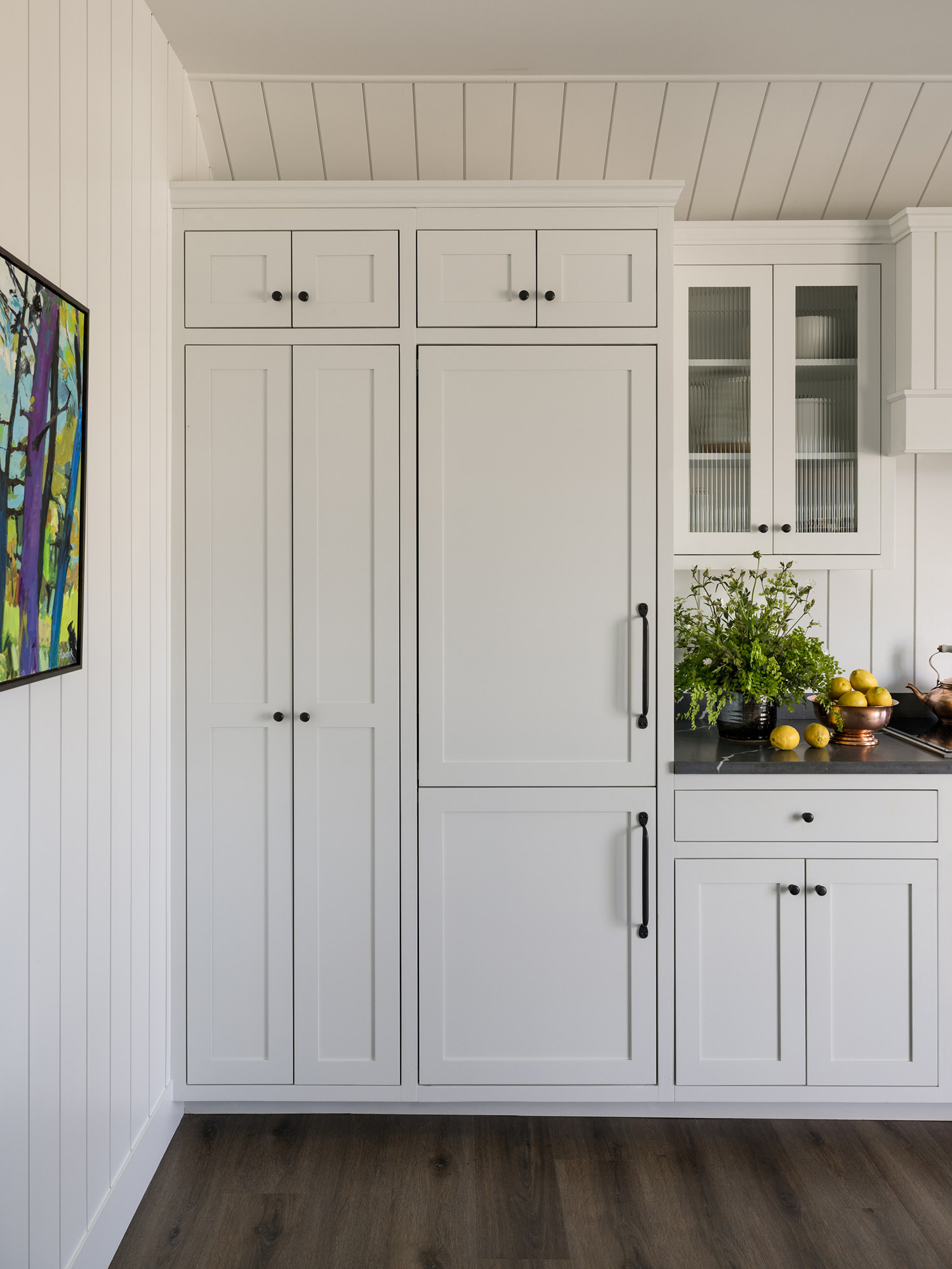 Kitchen Storage in Vashon Island Cottage by White Space Design Group