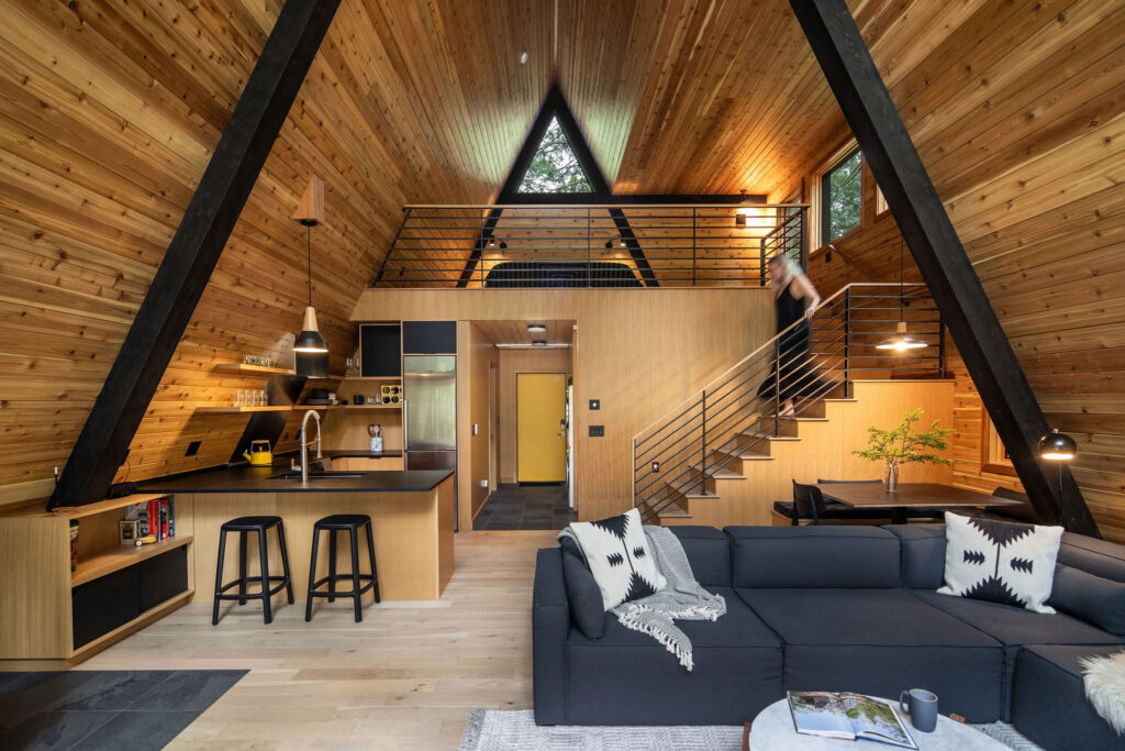 Living Area in Puget Sound A-Frame by Artisan Group