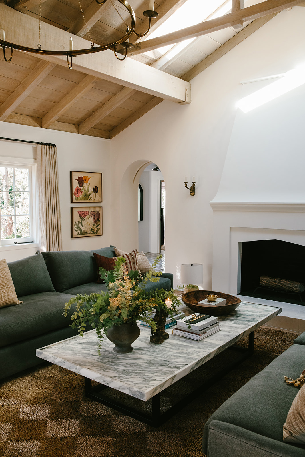 Living Room Fireplace in Montecito House by Jennifer Miller Studio