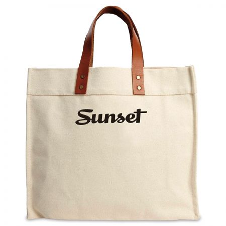 sunset shop logo canvas tote