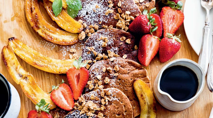 Vegan chocolate banana pancakes recipe from Malibu Farm