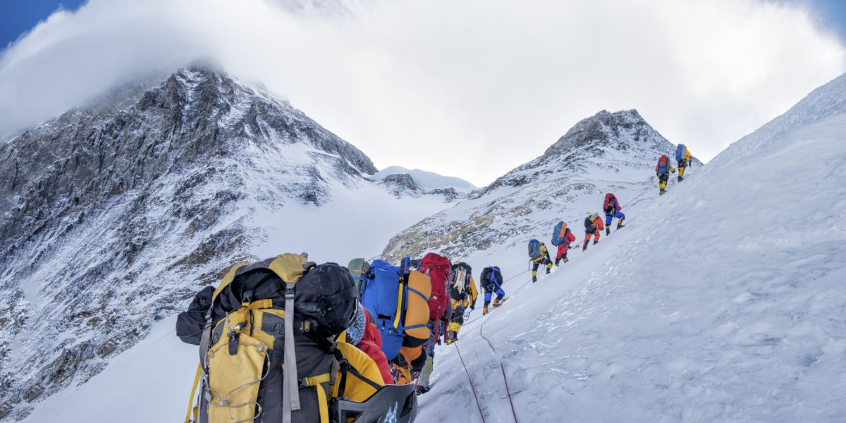 Roped Climbers on Everest