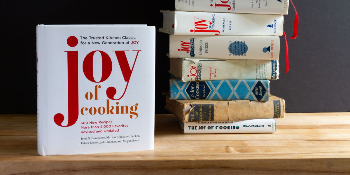 A collection of Joy of Cooking books through the years