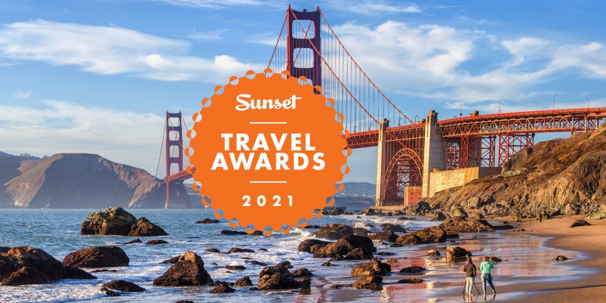 The Sunset Travel Awards logo superimposed over the Golden Gate bridge