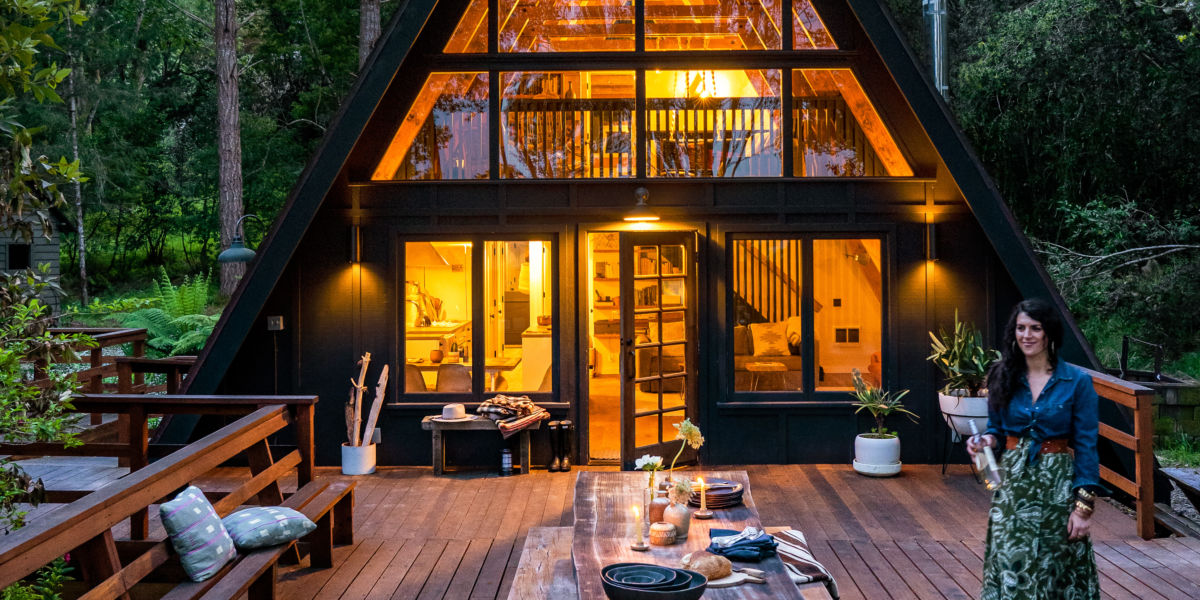 This AFrame Cabin in West Marin Is a ModernBoho Paradise Sunset