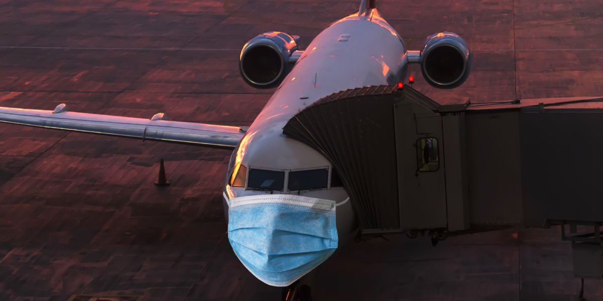 Airplane in a surgical mask