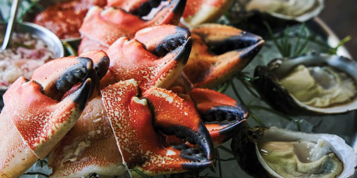 Pacific Gold Reserve Oysters, Jonah Crab Claw, Cocktail Sauce