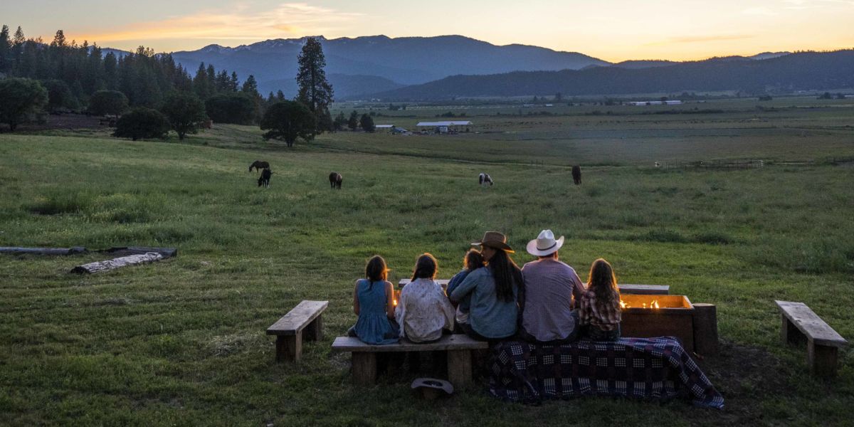 Heffernan Family at Sunset on the Ranch