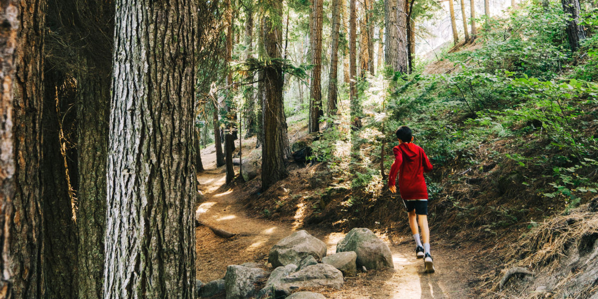 Kid on Hiking Trail