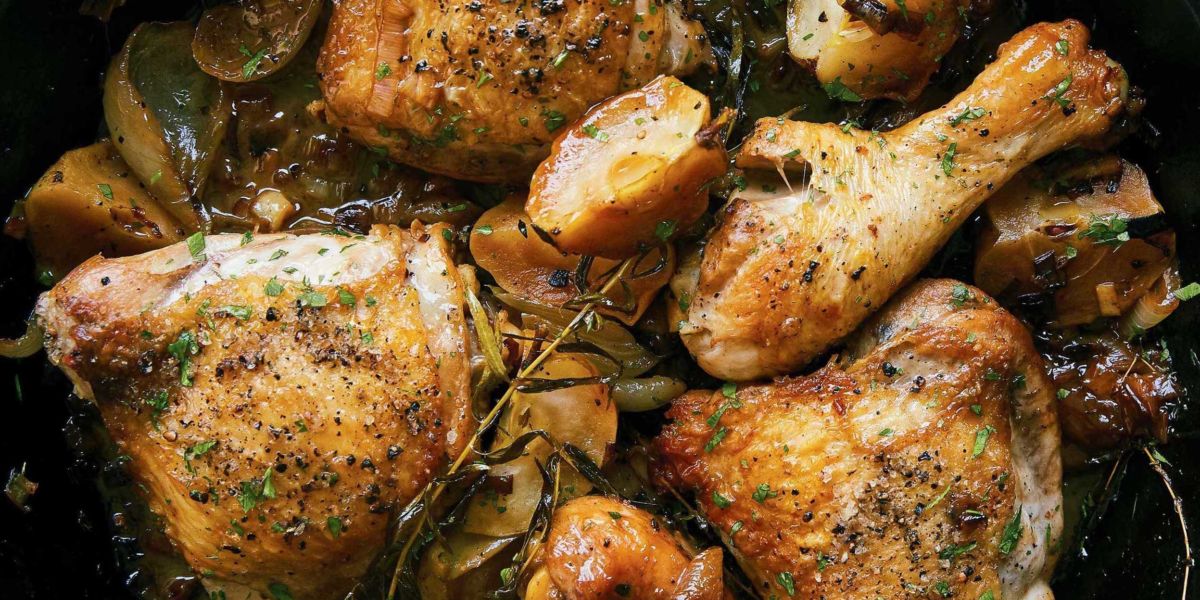 Braised Chicken with Apples and Cider