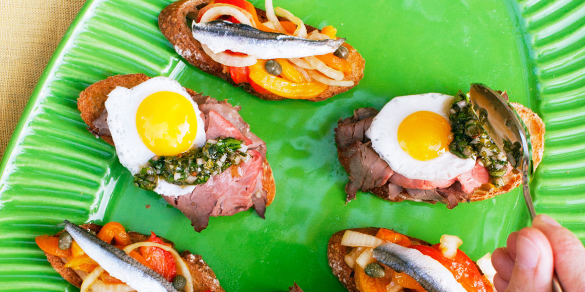 Picnic Crostini & Roast Beef, Chimichurri, & Quail Egg Recipe – Sunset Magazine