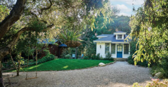 Montecito Cottage Front Yard Gravel Path Swing