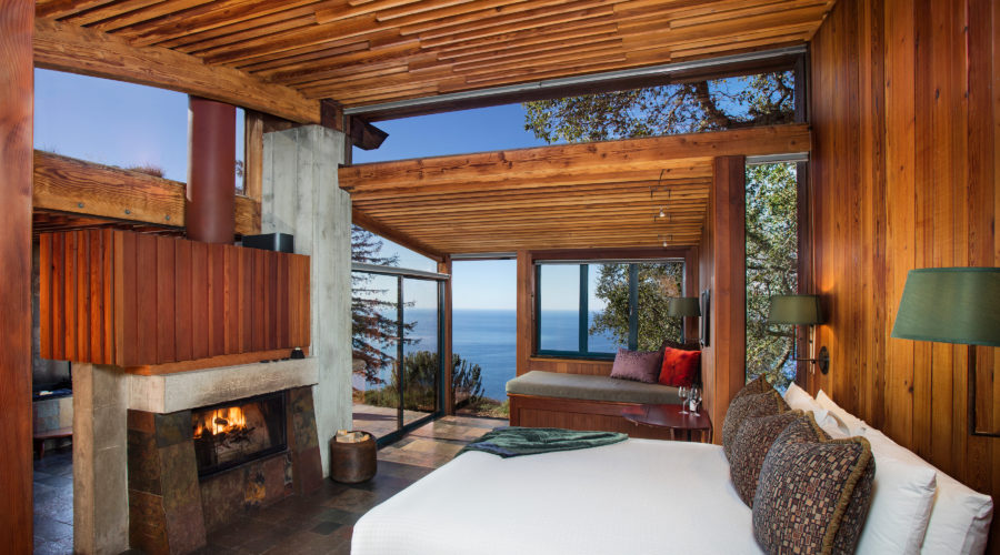 Unusual hotels rooms at Post Ranch Inn have edge-of-world views out to the sea in Big Sur