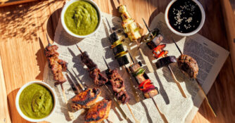 Plate of Skewers with Tamarind Sauce