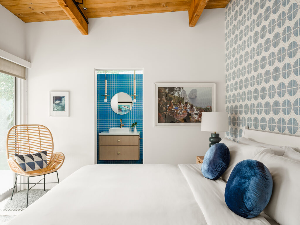Blue Bedroom in Palm Springs by Michelle Boudreau Design