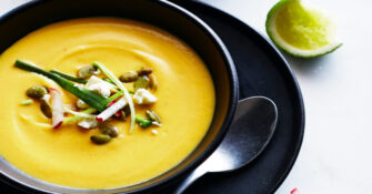 Creamy Squash Soup with Salad Topping