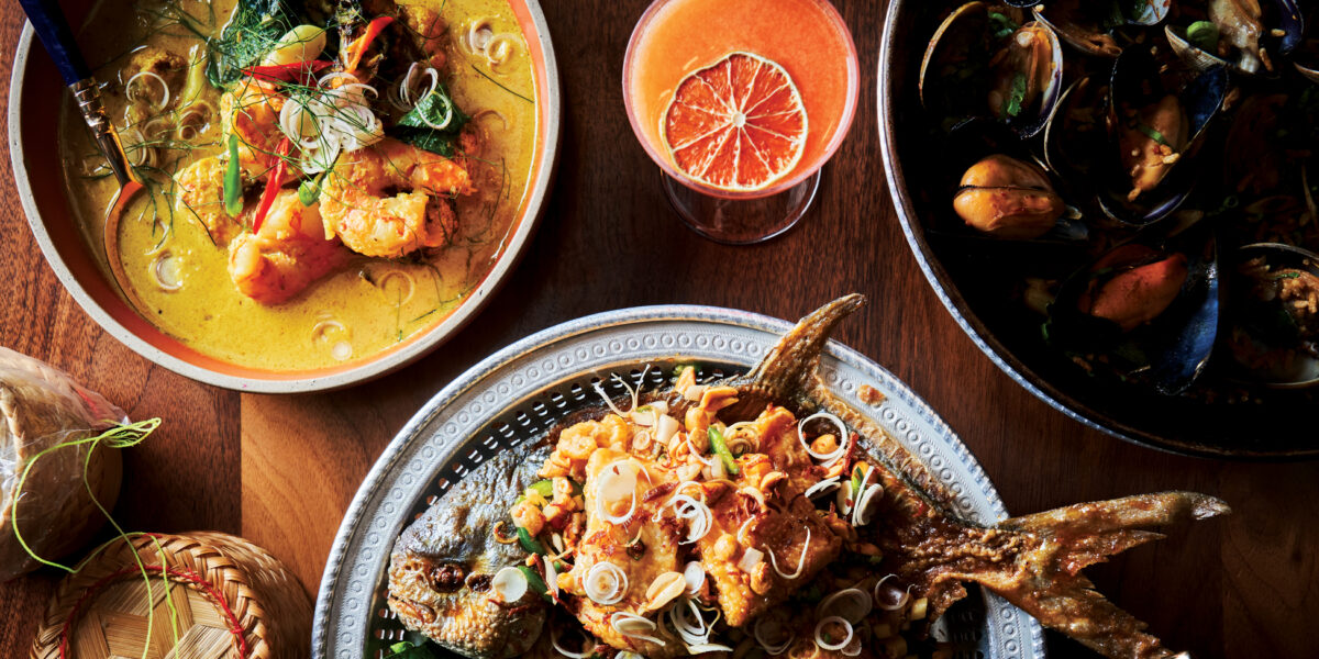 Thai Food and Cocktail Spread at Phuket Cafe