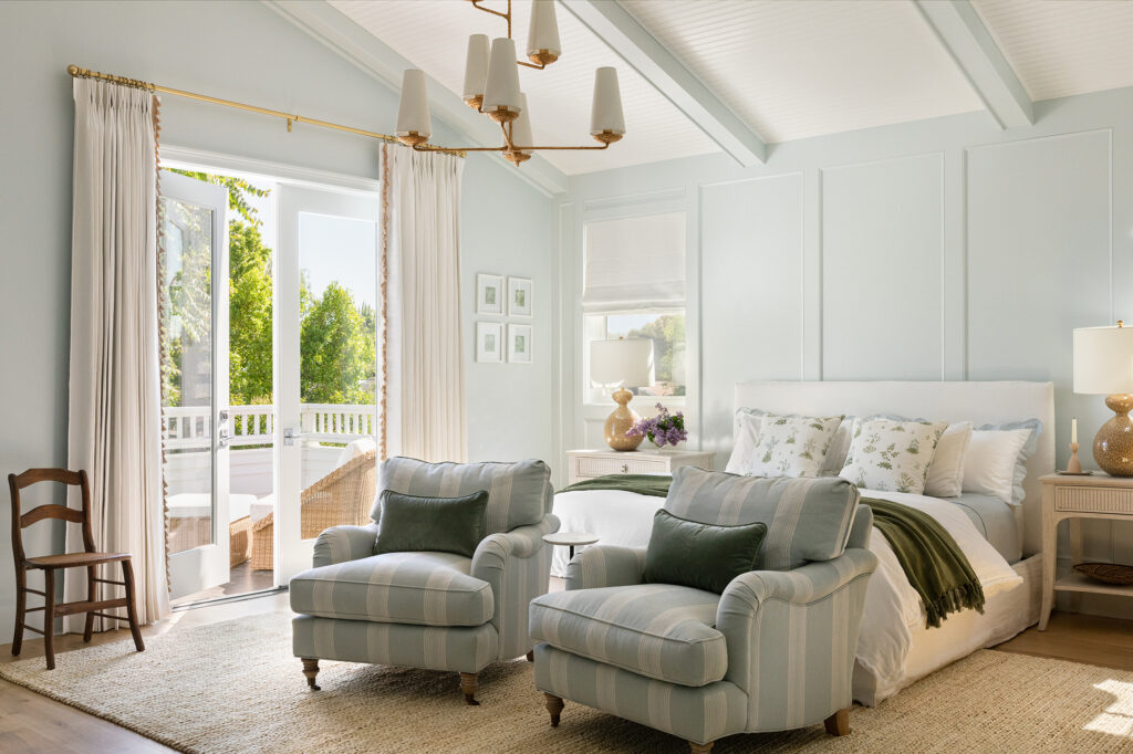 Primary Bedroom in Sherman Oaks House by Heath Interiors