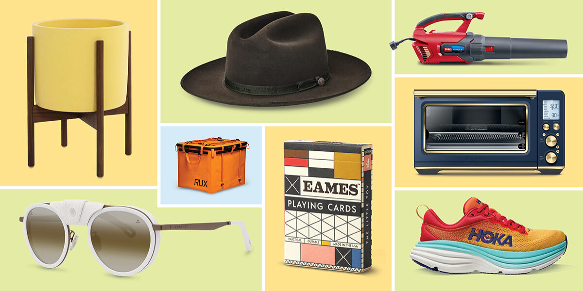 A grid showing several products, including a hat, playing cards, and shoes.