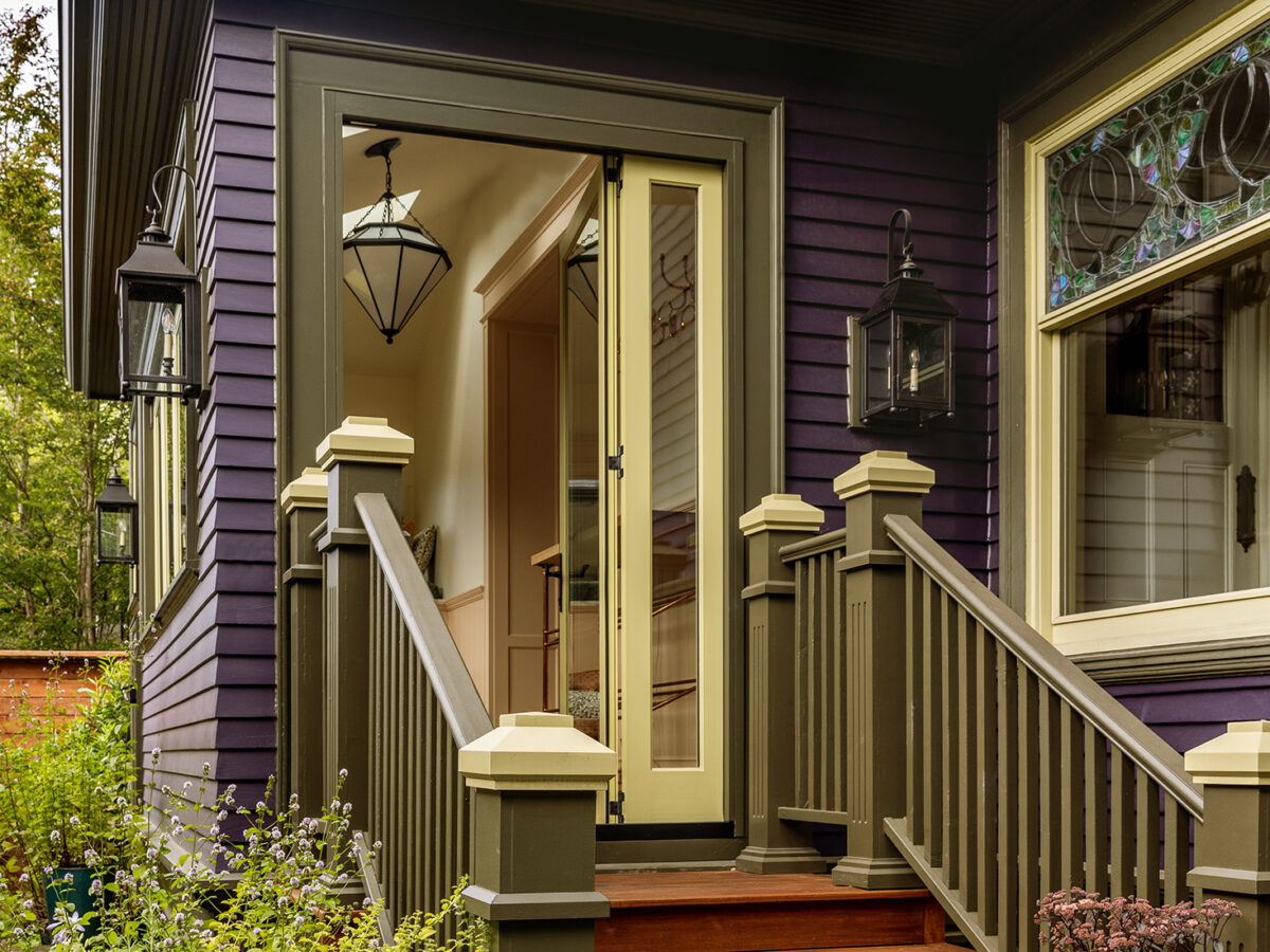 Purple House Exterior Seattle House by Kenna Stout/Brio Interior Design