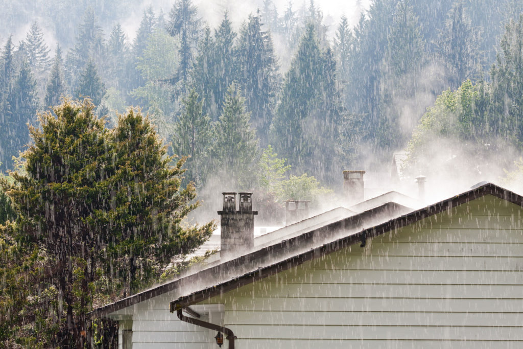 Raining on House and Roof