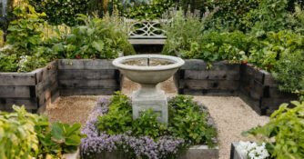 Garden Water Feature with Raised Beds