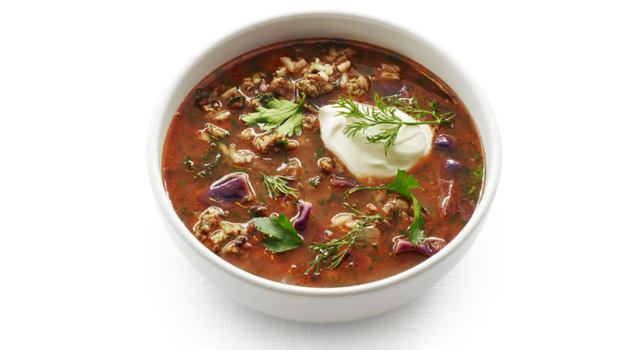 red cabbage and beef soup