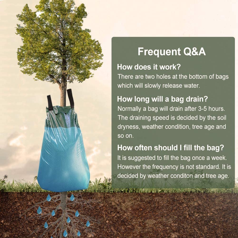 Heat Dome: Tree Watering Bag, A picture of a bag that slow-waters trees.