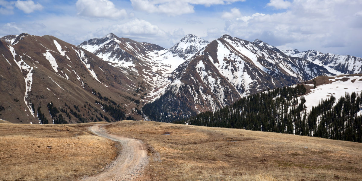 A dirt road in the in the San Juan Mountains of the Colorado Rockies
