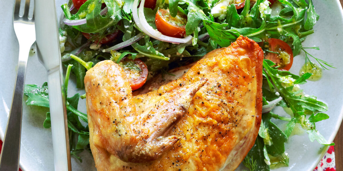 Roast Chicken with Arugula Tomato Salad Recipe – Sunset Magazine