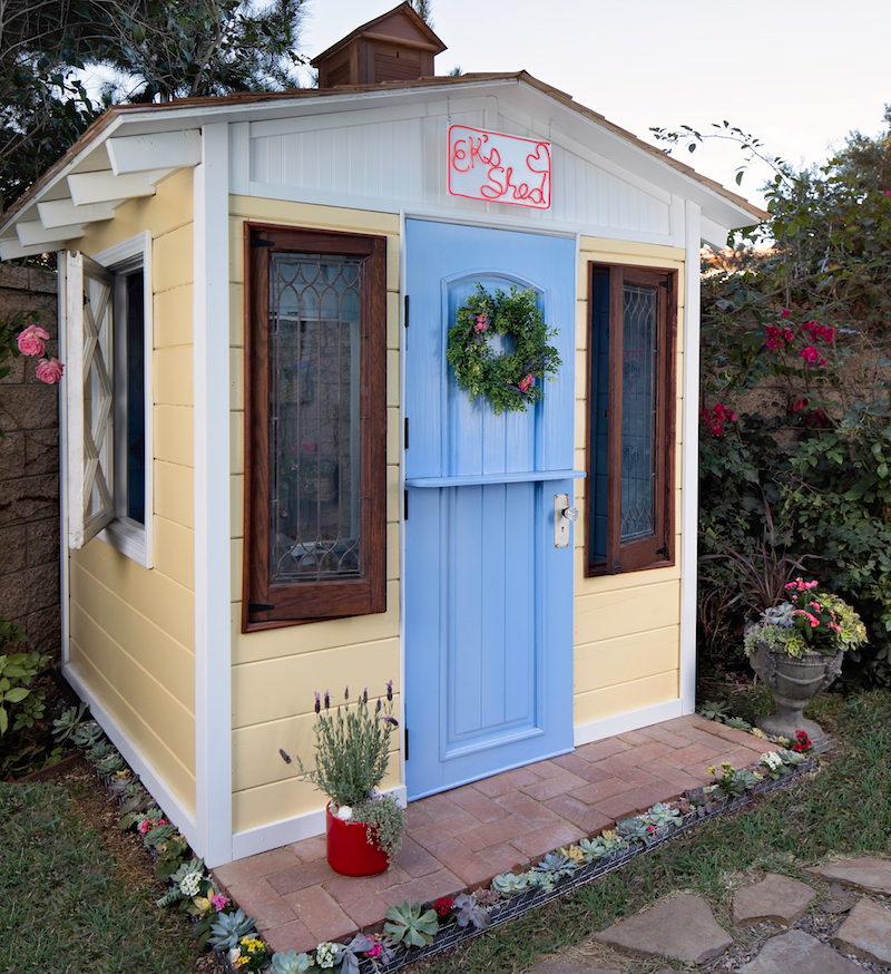 She Shed with Leaded Glass