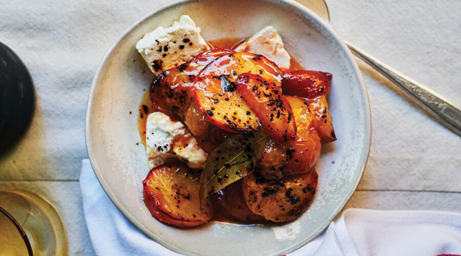 Feta with Roasted Peaches