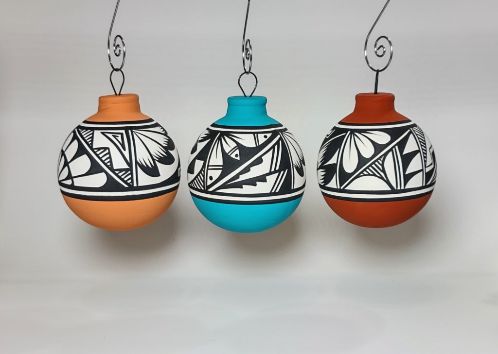 orange blue and red southwestern ornaments