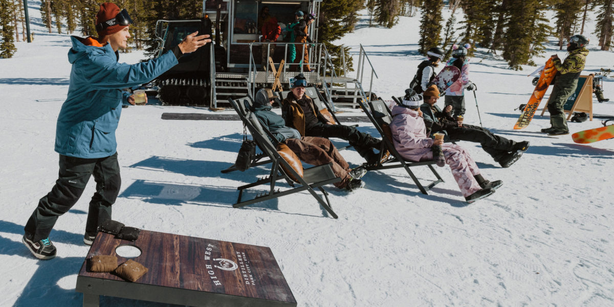 Cornhole at High West's Outpost Pop-up at Mammoth Mountain