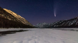 Comet C/2022 E3 (ZTF) over a Frozen Lake