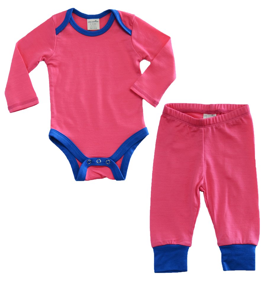 Wee Woolies pink and blue thermals for toddlers