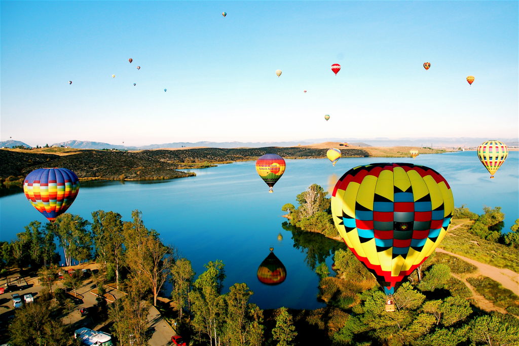 Temecula Hot Air Balloons Over Lake Skinner