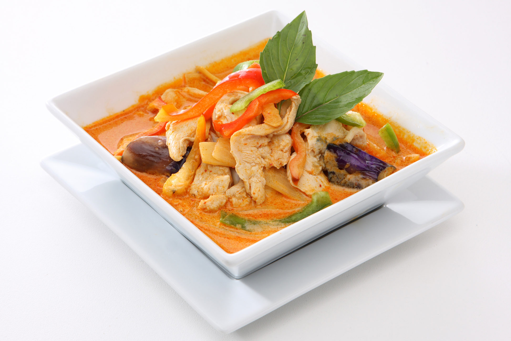 Thai food with red curry chicken