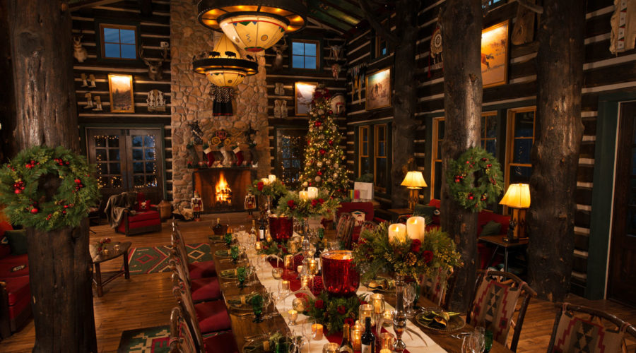 Inside Cloud Camp decorated for Christmas at the Broadmoor Resort in Colorado Springs
