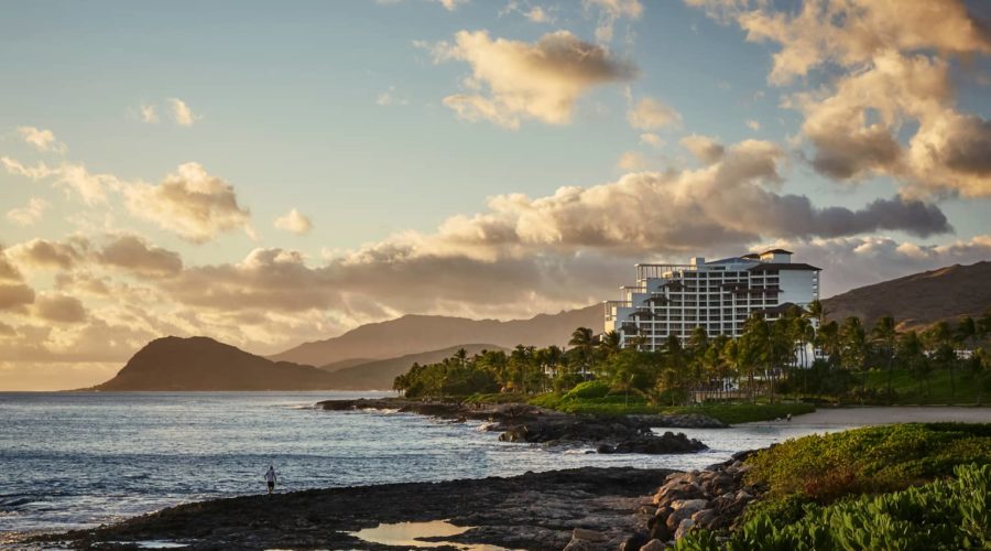 Exterior view of the Four Season Ko Olina, a great resort for Thanksgiving couples getaways