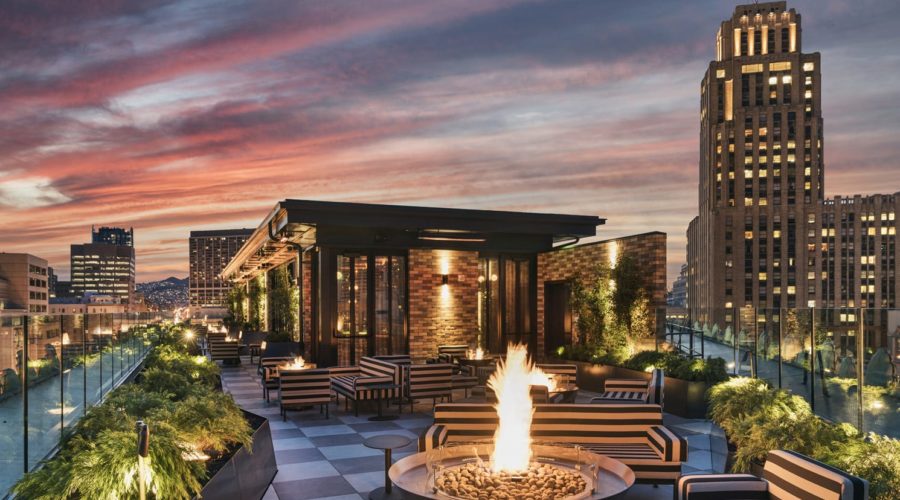 The rooftop bar the the San Francisco Proper, a great hotel for Thanksgiving couples getaways