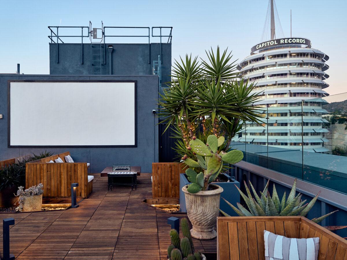 Rooftop Screen and View of Capitol Records Building