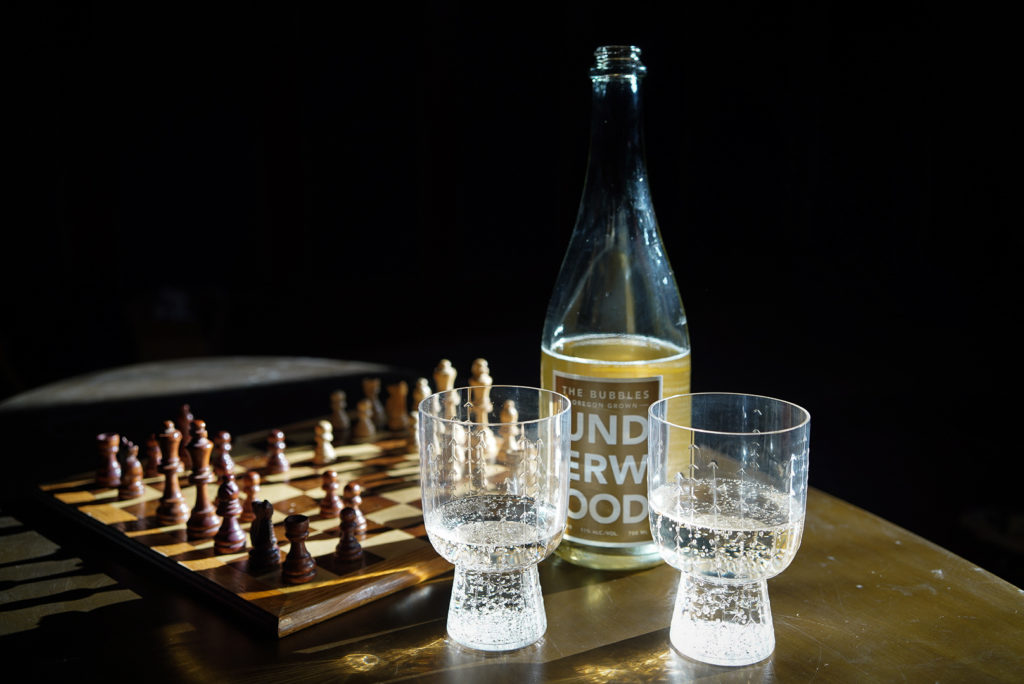 union wine company bubbles by chessboard