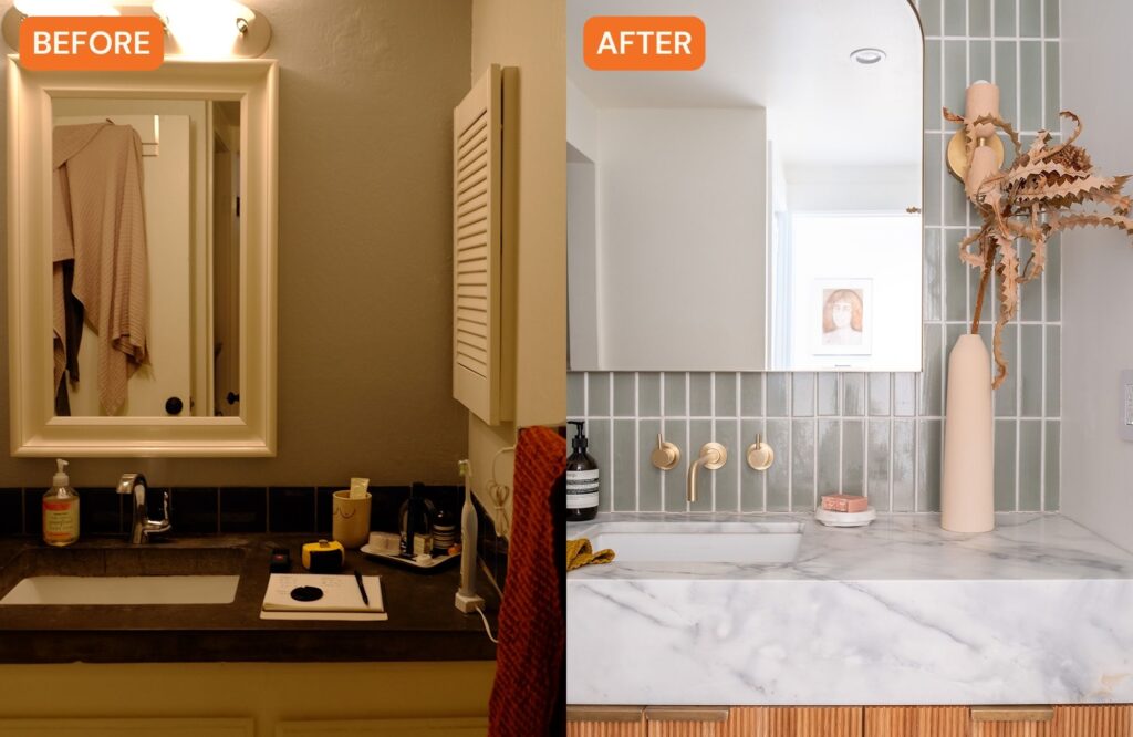 Vanity Before and After in Oakland Condo by Gina Rachelle Design